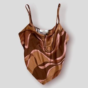 Brown Marble Cowl Neck Bandana style tank!